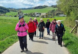 Wandergruppe auf Feldweg